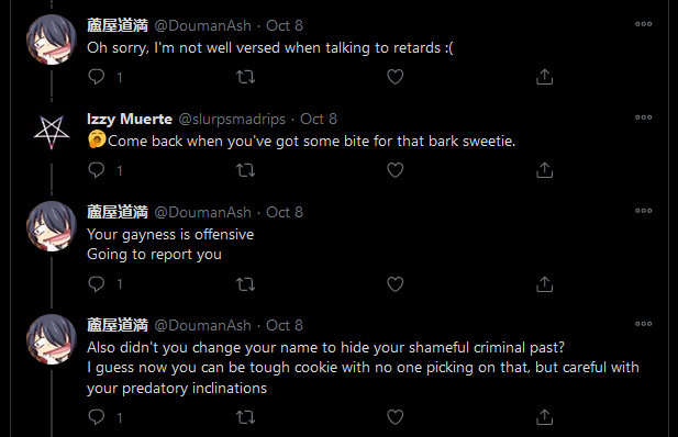 Douman on Twitter, going full-throttle with his homophobia and transphobia by implying women are men and that they are criminals and predators.