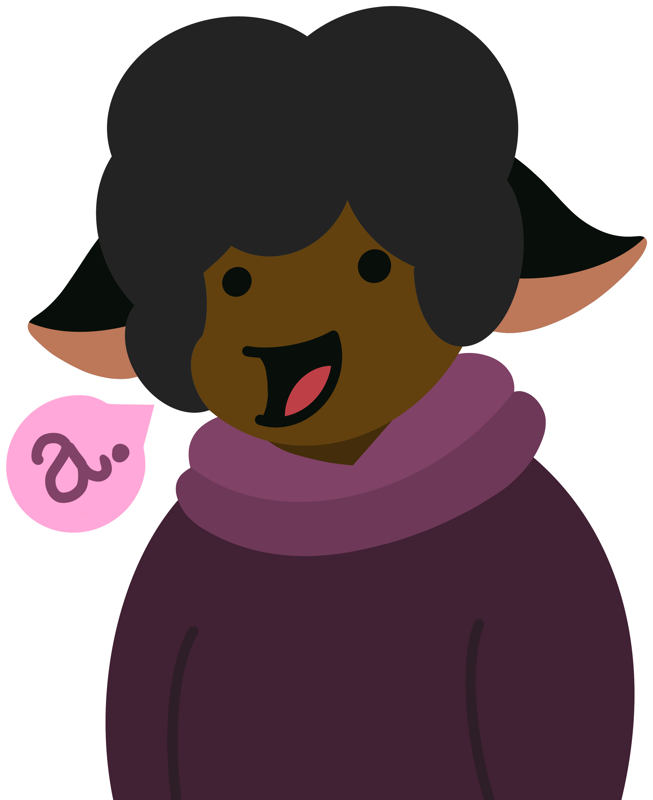 An anthropomorphic, smol sheep in a robe and a scarf, with beady little eyes and down-turned ears going "a" with their mouth open in disbelieving, mostly quiet, shocked agony.
